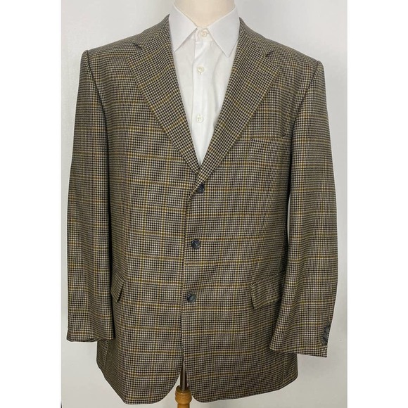 Carlo Barbera & C Italy houndstooth plaid virgin wool 3-button Germany blazer 46 - Picture 1 of 7